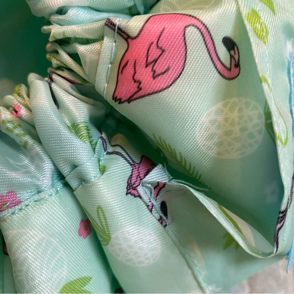 Drawstring cosmetics bag pouch for makeup, toiletries travel pink flamingos